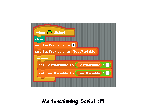 Example of a Malfunctioning Red Script in Scratch