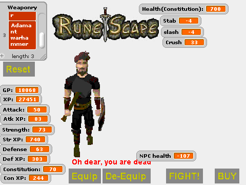 Runescape Fight Simulator