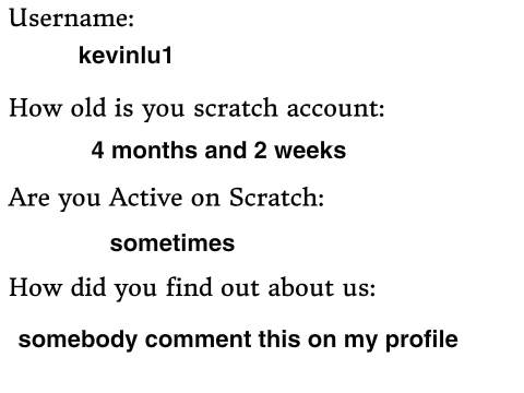Coding Student Application Form - Scratch Academic C remix