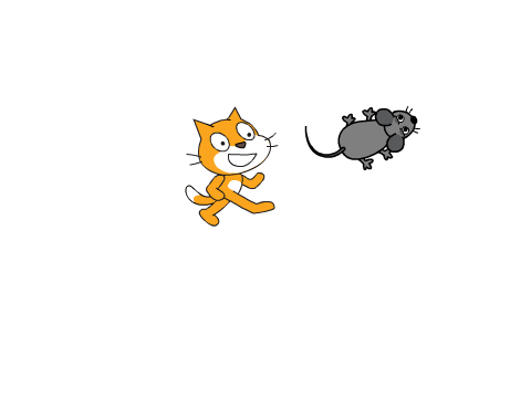 Cat chasing mouse