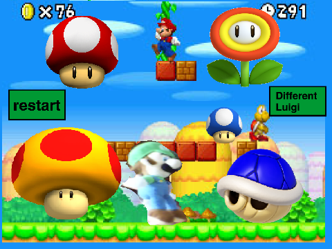 When you give my Luigi doll Mario's Power-ups