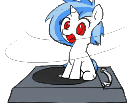 vinyl scratch spins arooooooound (to music)