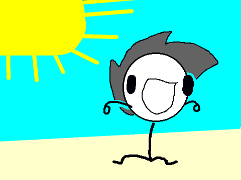 Stick Man stepping on The Beach