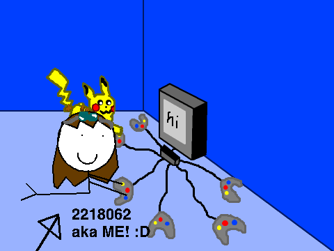 2218062 plays a video game w/ Pikachu! :D