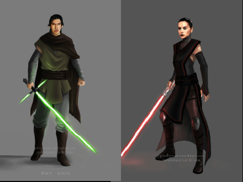 Cello Wars (And pictures of reverse personality Kylo & Rey C:)