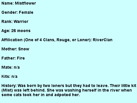 Warrior Cats RPG Sign Up (Silverstream10)