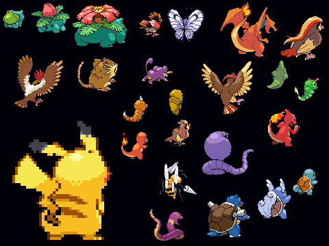 BW Complete Sprite Pack Back Unshiny Male Gen 1 No.1-25