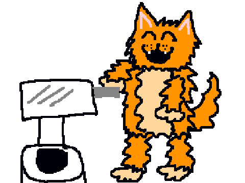 CAT FLUSHING A TOILET