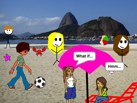 Playing on the beach