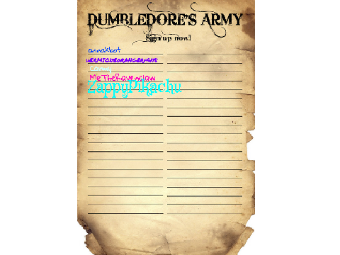 Dumbledore's Army Sign Up Sheet remix remix remix remix