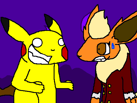 Pikachu tries to impress Flareon....