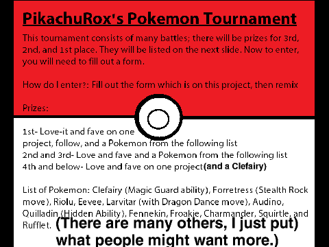 PikachuRox's Pokemon X/Y Tournament!