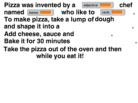 starter pizza mad lib