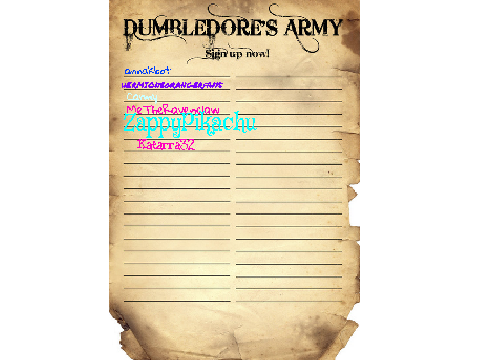 Dumbledore's Army Sign Up Sheet remix remix remix remix remix