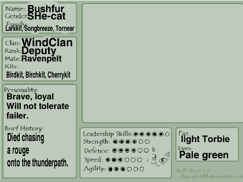 My New Warrior cat OC's (Quiz made)