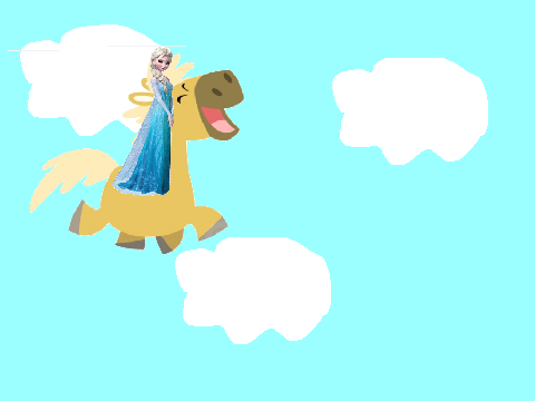a magical pony with elsa on it and dies