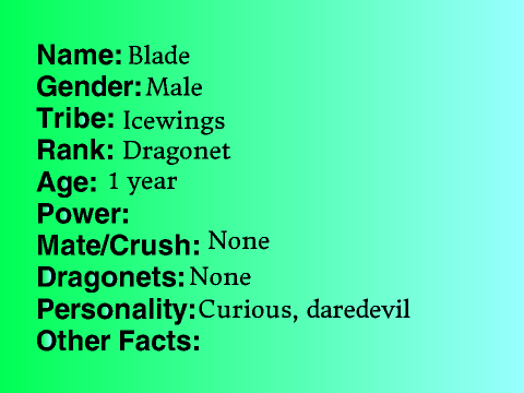 Wings of Fire RPG - Blade :D