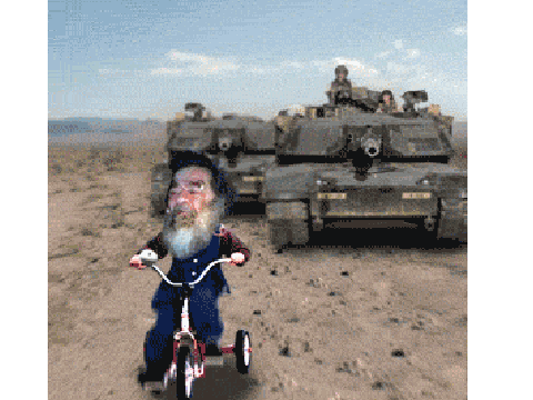 Grandpa Riding Tricyle Being Chased By Tanks While I Play Unfitting Music