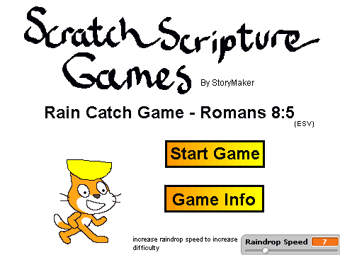 Scratch Scripture Games: Romans 8:5 Rain Catch (ESV)