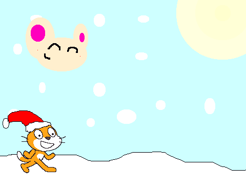 Add yourself in the snow with Santa Scratch Cat