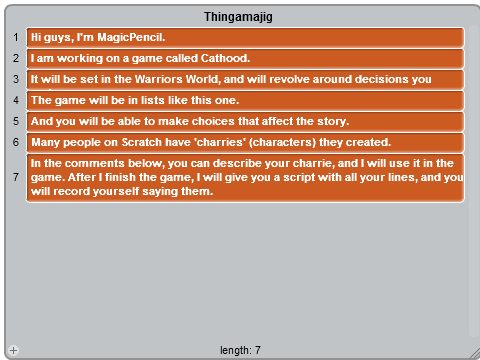 Your charrie could be in my new game!