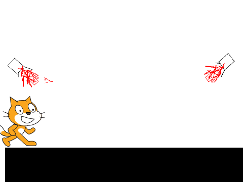 Scratch cat takes a turn on the runway