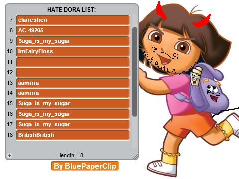 ADD UR NAME HATING DORA!!! WE NEED MORE PEOPLE remix remix remix remix remix remix remix remix
