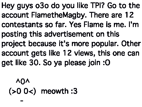 Advertisement for TPI (not flame's quest sry)