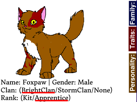 Apprentice Bio: Foxpaw of BrightClan