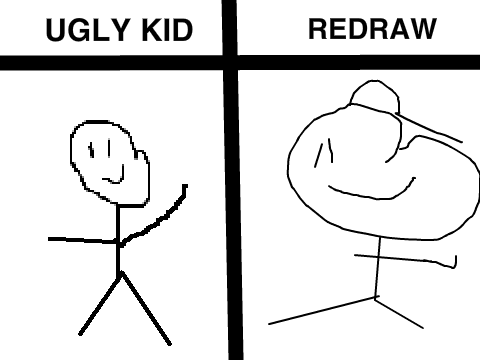 MY REDRAWN UGLY KID WITH A HAT.