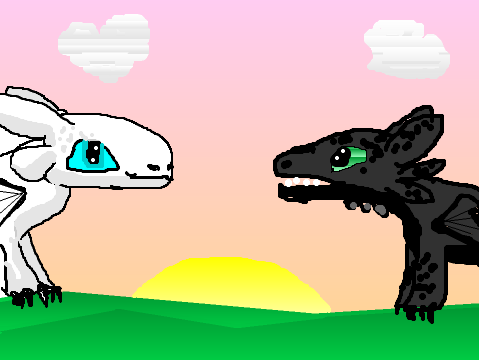 Toothless meets the Light Fury-HTTYD 3