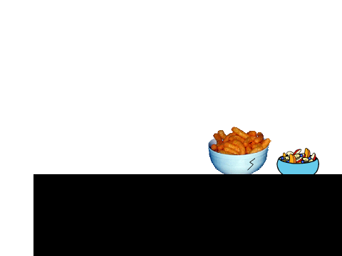 Amon "tries" to eat cheesy puffs