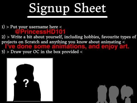Sign up sheet