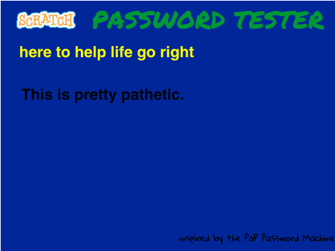 Scratch Password Tester