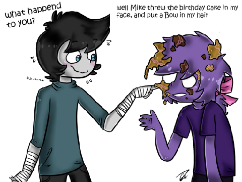 Mike throws cake in Vincent hair