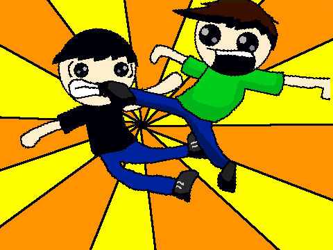 Dave kicking Aaron coloring contest! Entry!