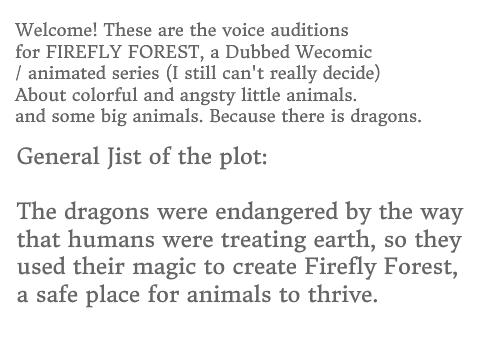 Firefly Forest CANON VOICE AUDITIONS! remix