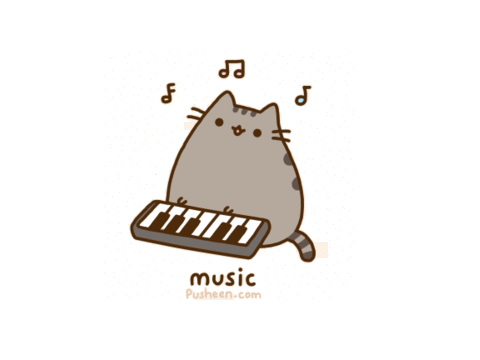 pusheen cat playing the piano