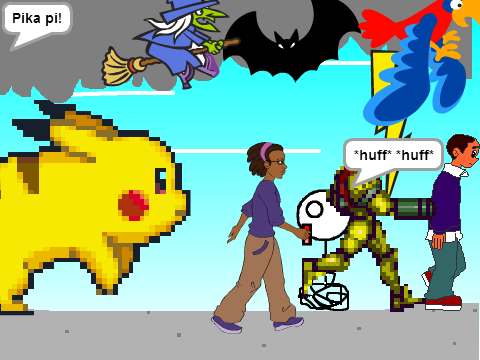 Add yourself running from a giant Pikachu! remix remix