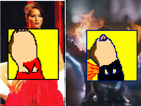 Licky Katniss in Red Dress and Black