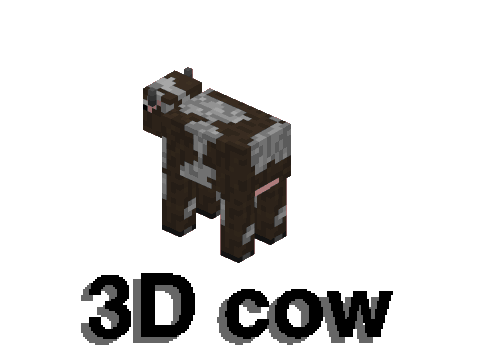 3D minecraft cow