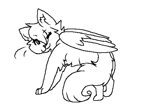 Free Winged Cat Lineart