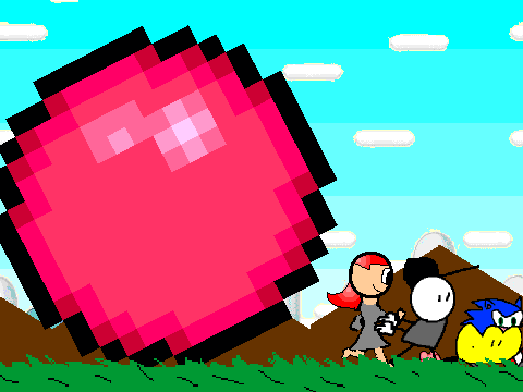 Add yourself running from a GIGANTIC ball!!