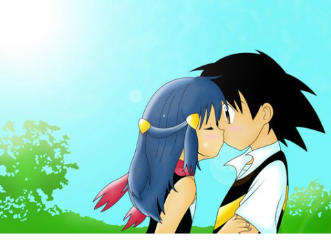 ash x dawn kiss