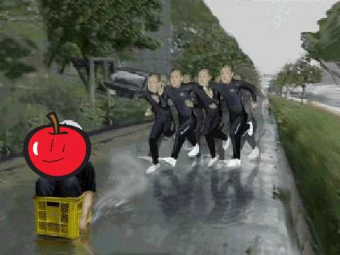 Apple head, run away!