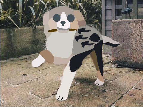 Australian Shepherd Holding Stick Blockshade!