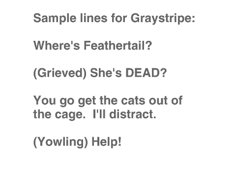 Voice Auditions for Warriors Graystripe