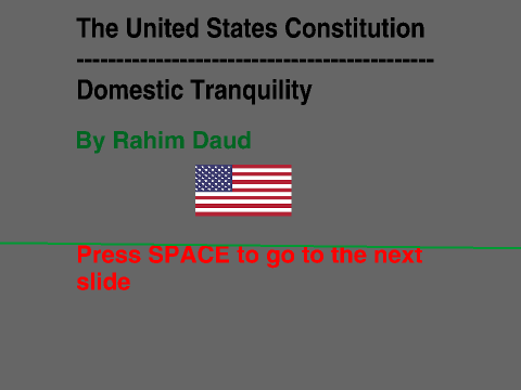 The Constitution, Domestic Tranquility, a project by Rahim Daud