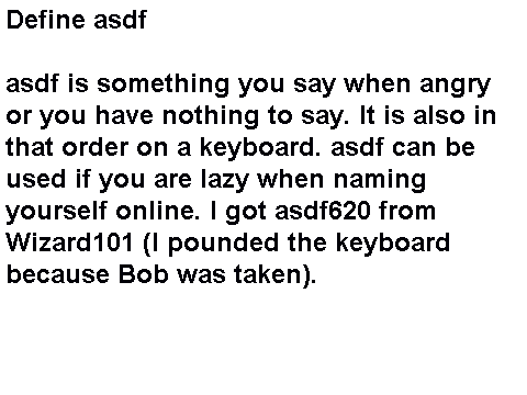 Define asdf