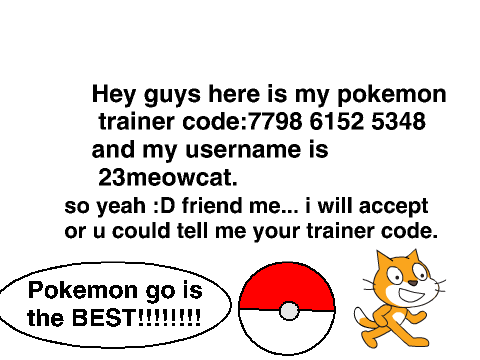 Pokemon go trainer code is: